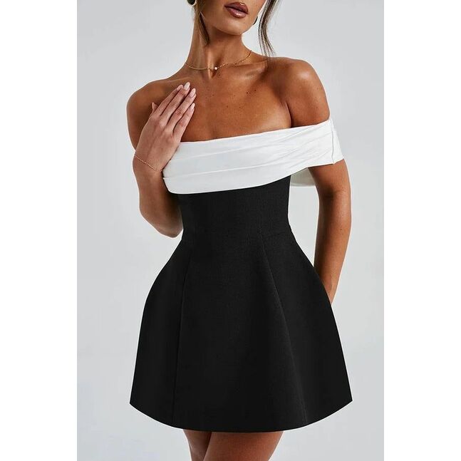 BLACK MINI RIBBON DRESS