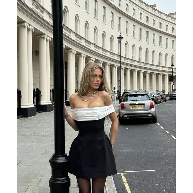 BLACK MINI RIBBON DRESS