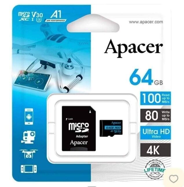 Apacer 64gb 100mb/s micro sd card zarna.
