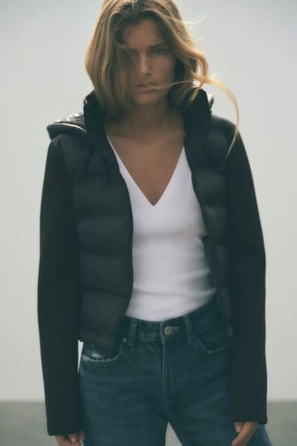Neoprene effect padded jacket 