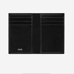 Dior bi-fold card holder beige & black dior oblique jacquard