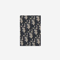 Dior bi-fold card holder beige & black dior oblique jacquard