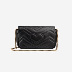 Gucci gg marmont matelasse leather super mini bag black