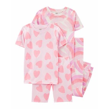 SU25 BG 4 PC Cotton PJ Pink Heart-Rainbow SSSL