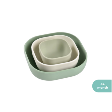 Beaba Silicone Аяга Тавагны сэт ногоон 3ш