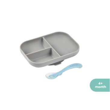 Beaba Silicone Set Таваг, халбага сэт саарал 