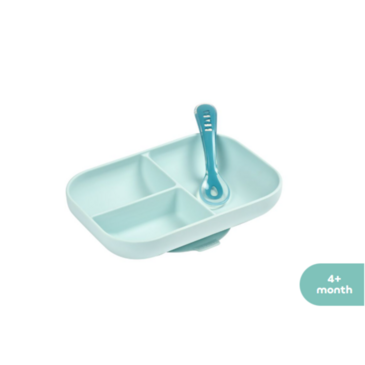 Beaba Silicone Set Таваг, халбага сэт цэнхэр
