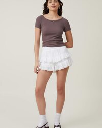 Cotton on Heidi Picot Trim Short Sleeve Top