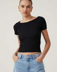 Cotton on Heidi Picot Trim Short Sleeve Top