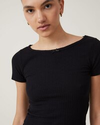 Cotton on Heidi Picot Trim Short Sleeve Top