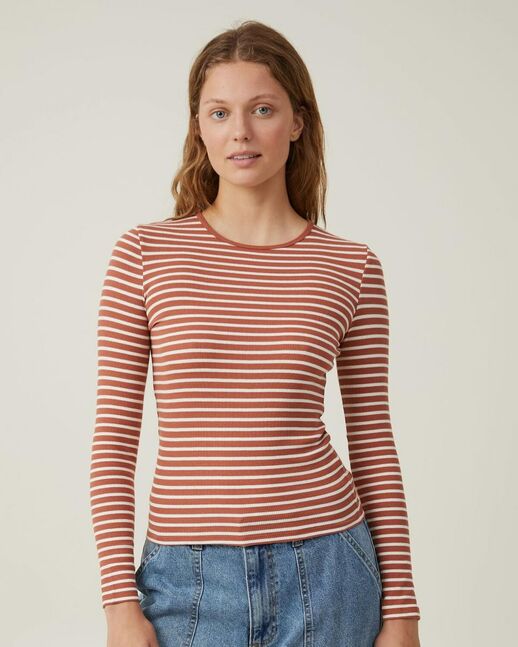 Cotton The One Organic Rib Crew Long Sleeve Top