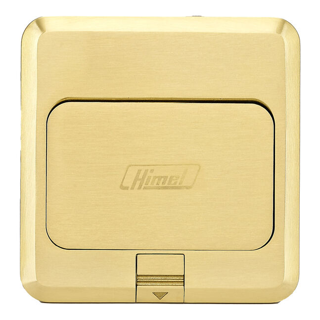 Floor socket box, Floor Series, pop-up, brass alloy, 3 modules, gold