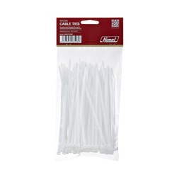 Cable tie, T6, white, 15 cm x 3.5 mm, set of 100