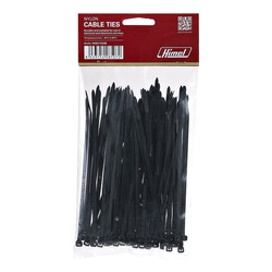 Cable tie, T6, black, 15 cm x 3.5 mm, set of 100