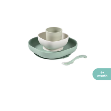 Beaba Хоолны сэт силикон наалддаг цайвар/ногоон 4ш