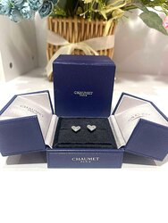Цагаан алтны түрхэцтэй алмаз шигтгээ загвартай s925сорьцтой мөнгөн хатгадаг загварын ээмэг