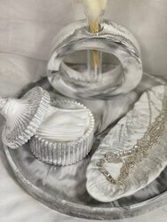 Grey marble 4 set with flower