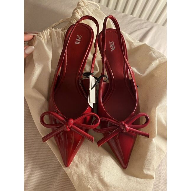 Zara red mary janes high heels