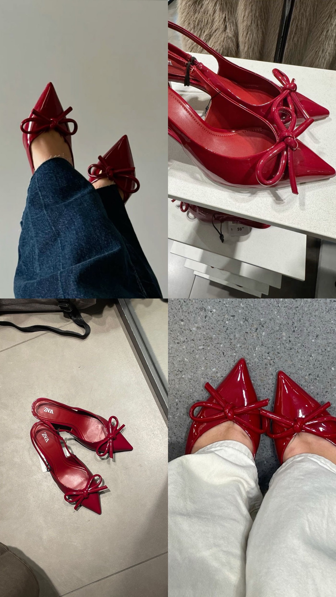 Zara red mary janes high heels