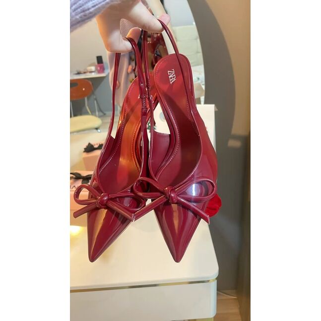 Zara red mary janes high heels