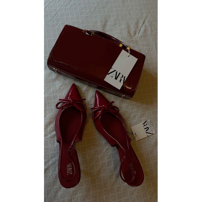 Zara red mary janes high heels