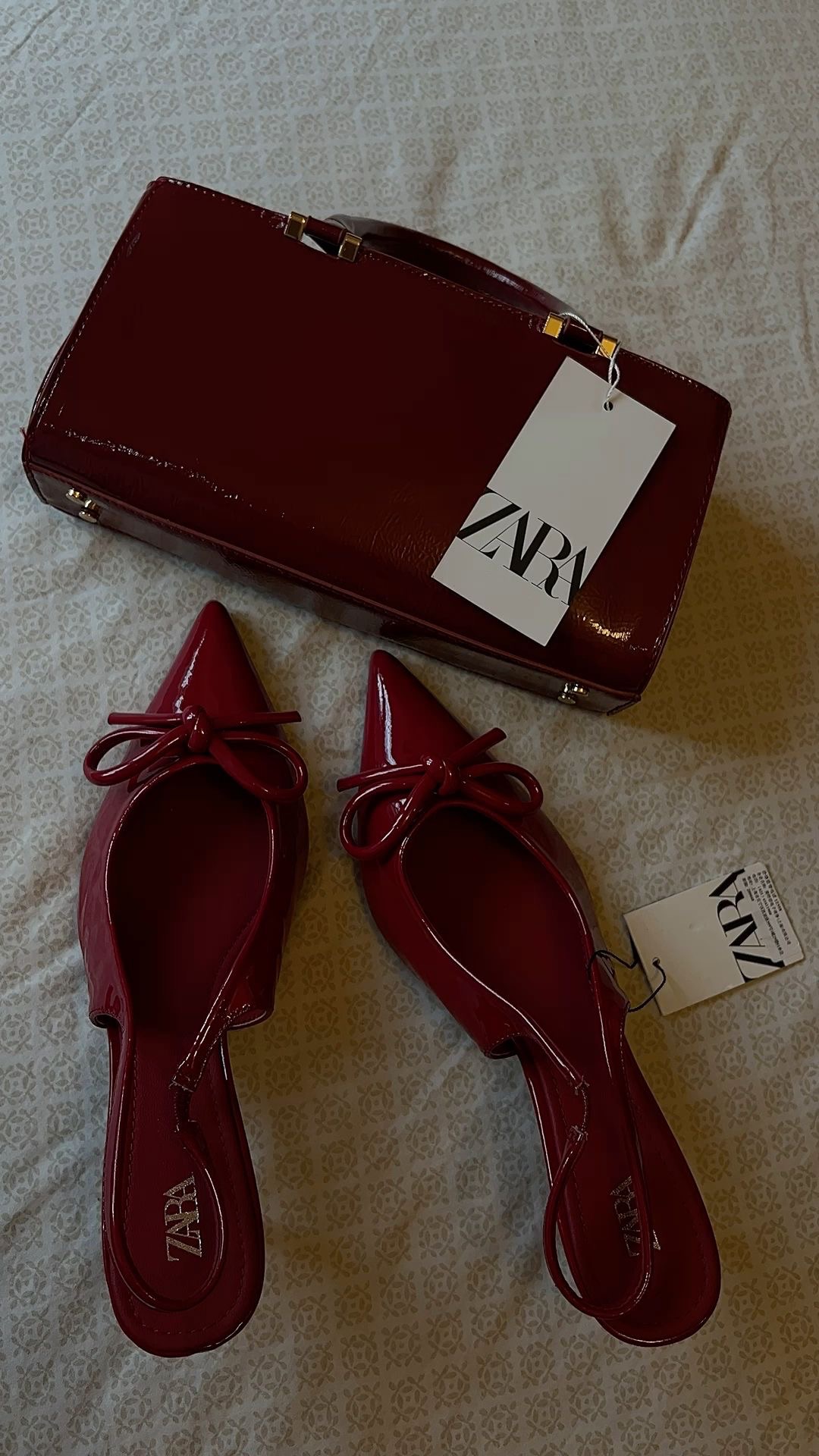 Zara red mary janes high heels