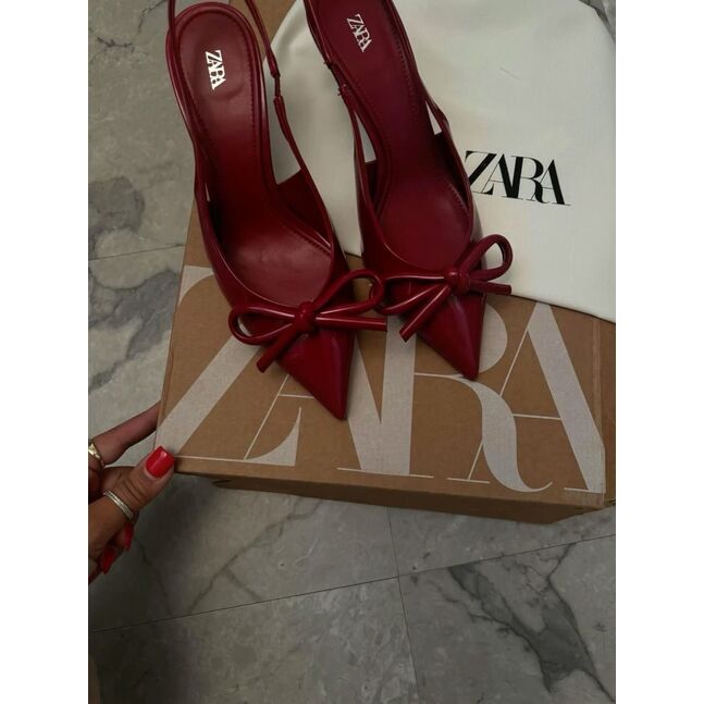 Zara red mary janes high heels