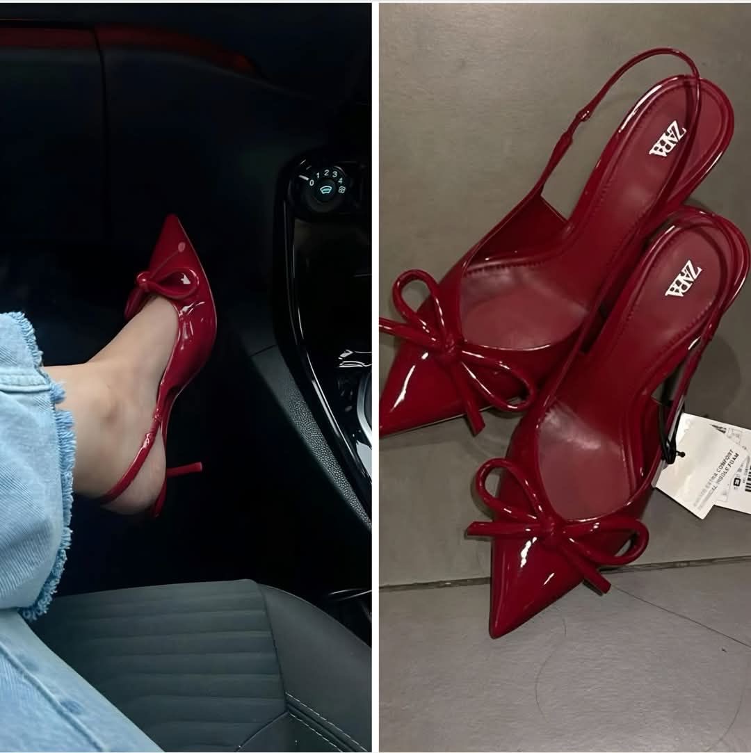 Zara red mary janes high heels