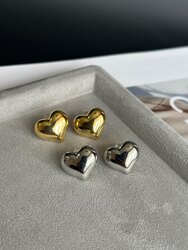 Цагаан алтаар бүрсэн зэс зүрхэн ээмэг