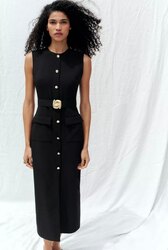 Midi crepe belt dress