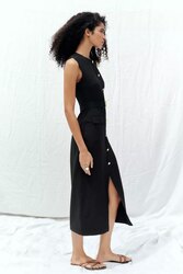 Midi crepe belt dress