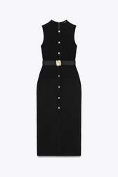 Midi crepe belt dress