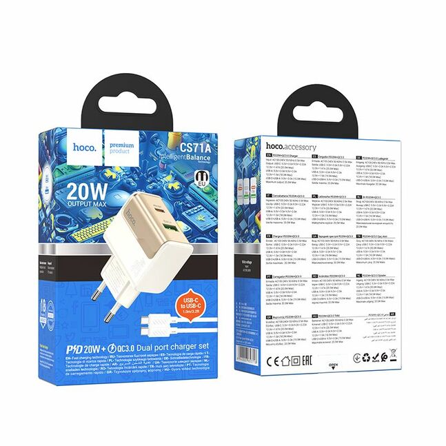 Hoco CS71A Star Speed PD20W+QC3.0 charger set(C to C)(EU)