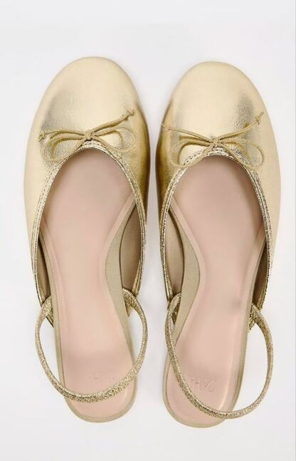 Zara gold mullet ballet flats