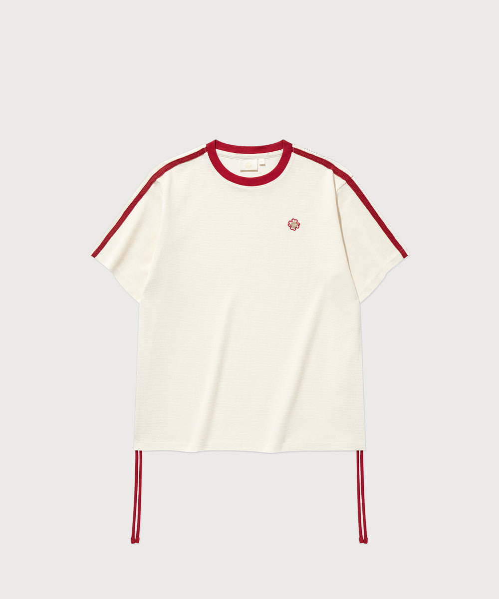 WOMEN'S SHIRRING WAFFLE T-SHIRT