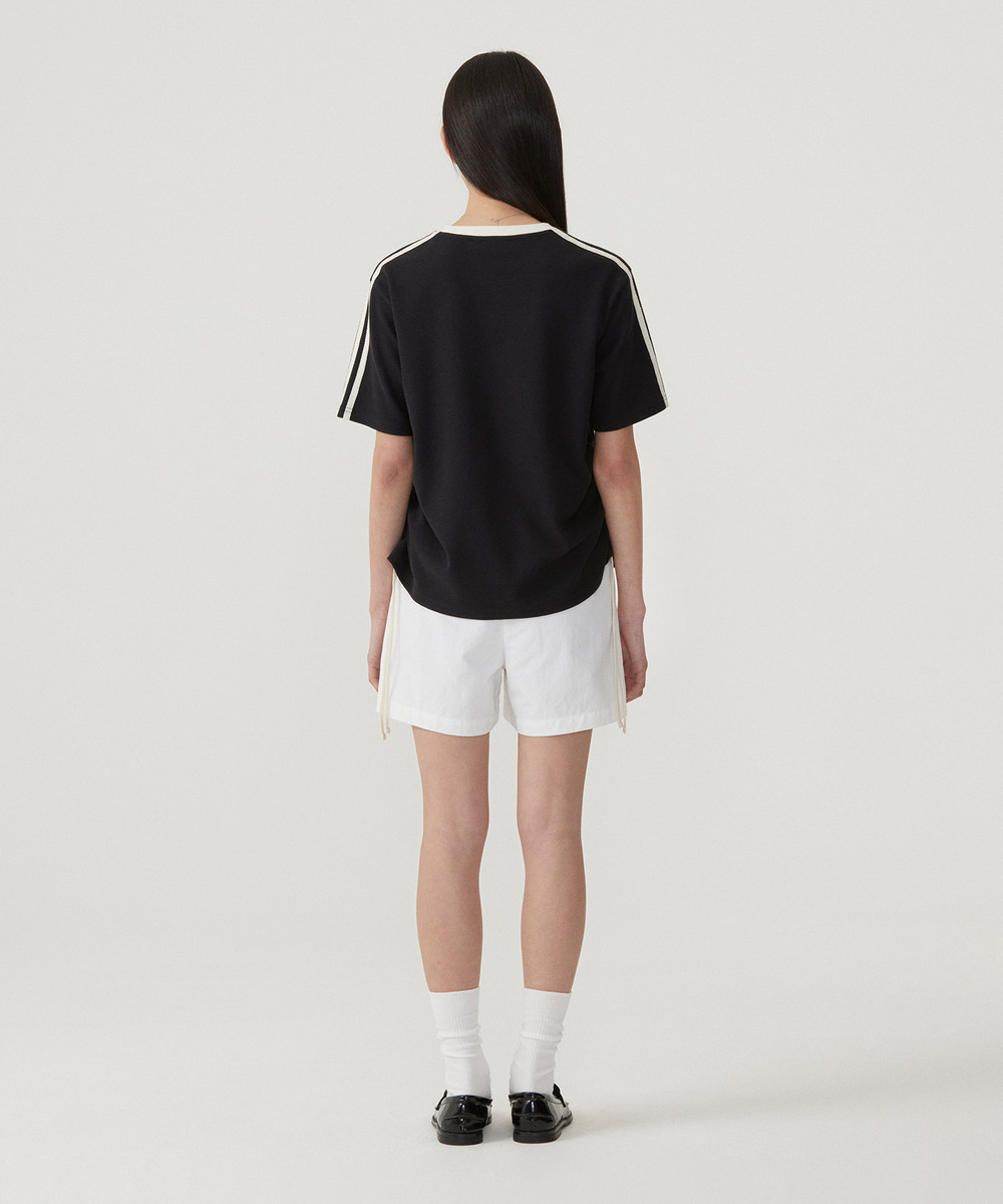 WOMEN'S SHIRRING WAFFLE T-SHIRT