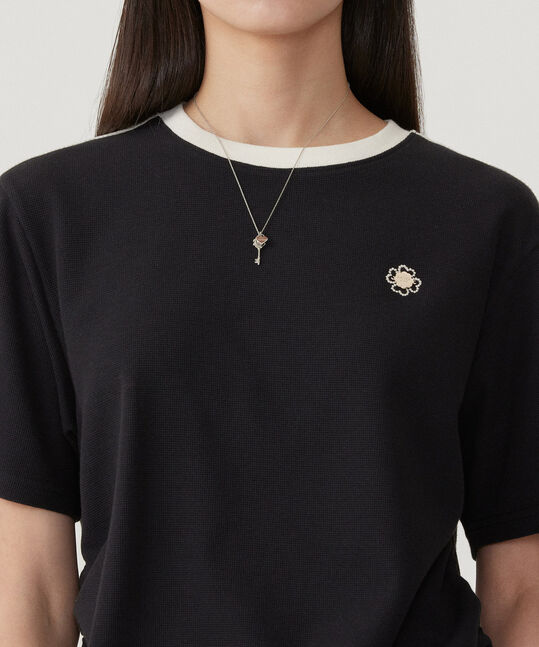 WOMEN'S SHIRRING WAFFLE T-SHIRT