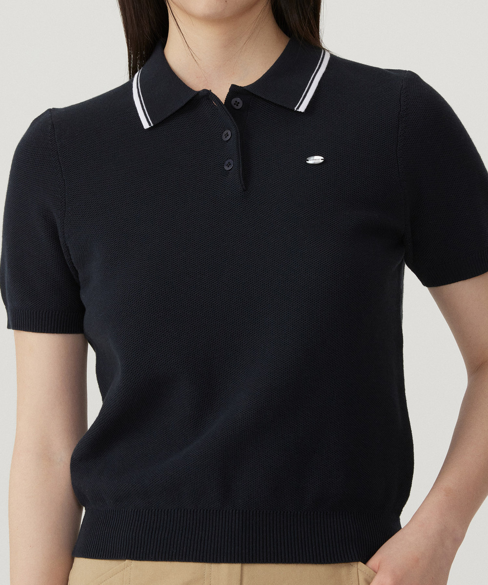 WOMEN'S POLO HALF KNIT