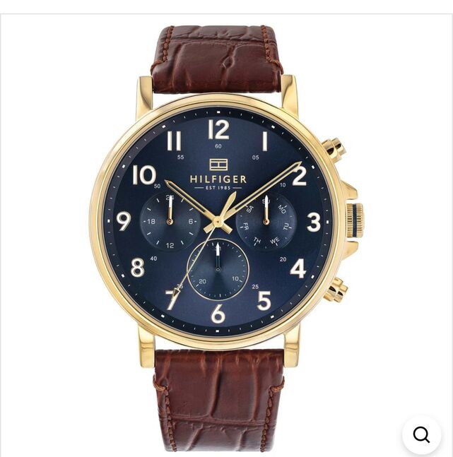 Tommy hilfiger multi-function brown leather men's watch - 1710380