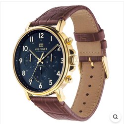 Tommy hilfiger multi-function brown leather men's watch - 1710380