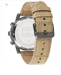 Tommy hilfiger kane white dial beige leather strap watch for men - 1710399