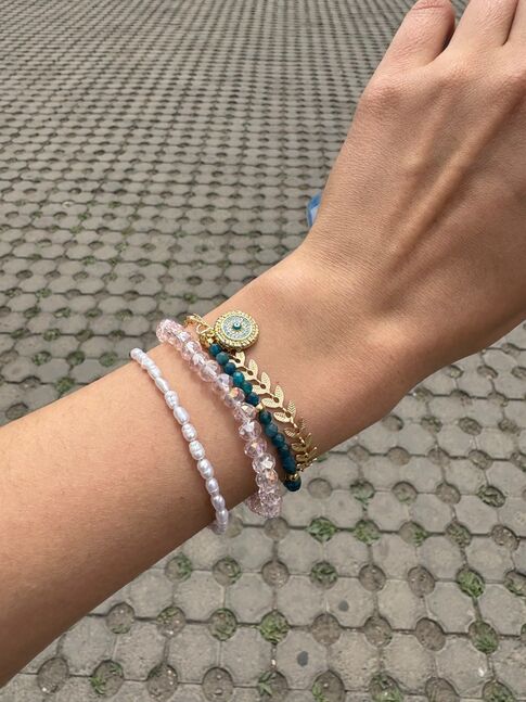 Apatite evil eye stack