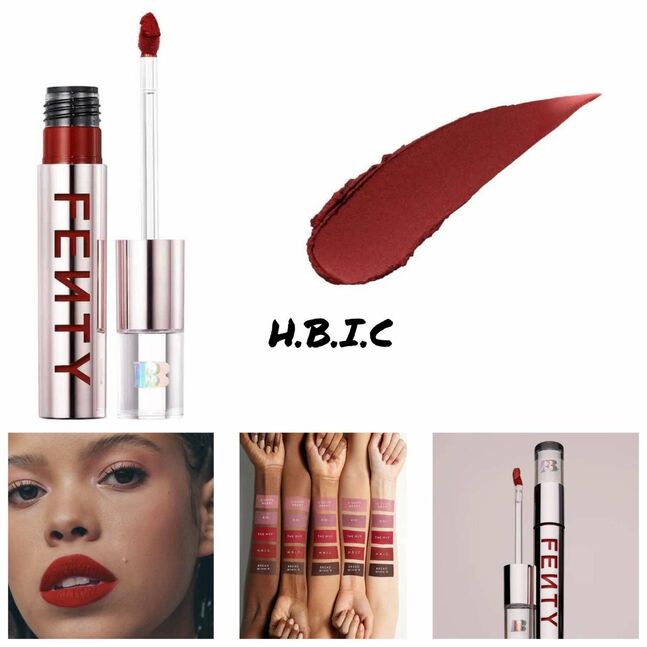 Fenty icon velvet liquid lipstick color: h.b.i.c. - deep garnet red 