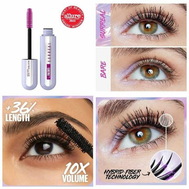 Maybelline surreal washable mascara - угааж болдог, уртасгагчтай, өтгөрүүлэгчтэй сормуусны будаг /хар өнгө/