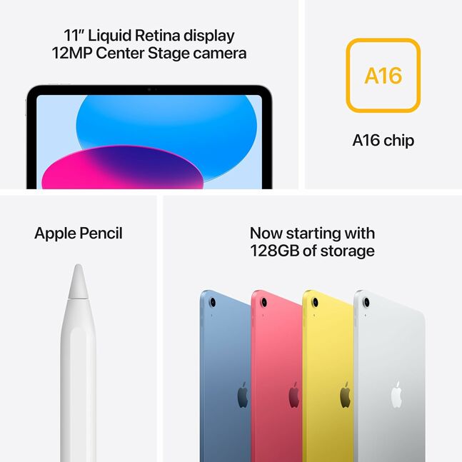 Apple iPad 11th Gen A16 Chip Wi-Fi 128GB Silver MD3Y4ZA/A	