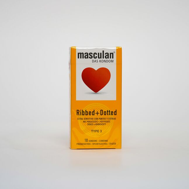 Бэлгэвч Masculan Ribbed + Dotted №10
