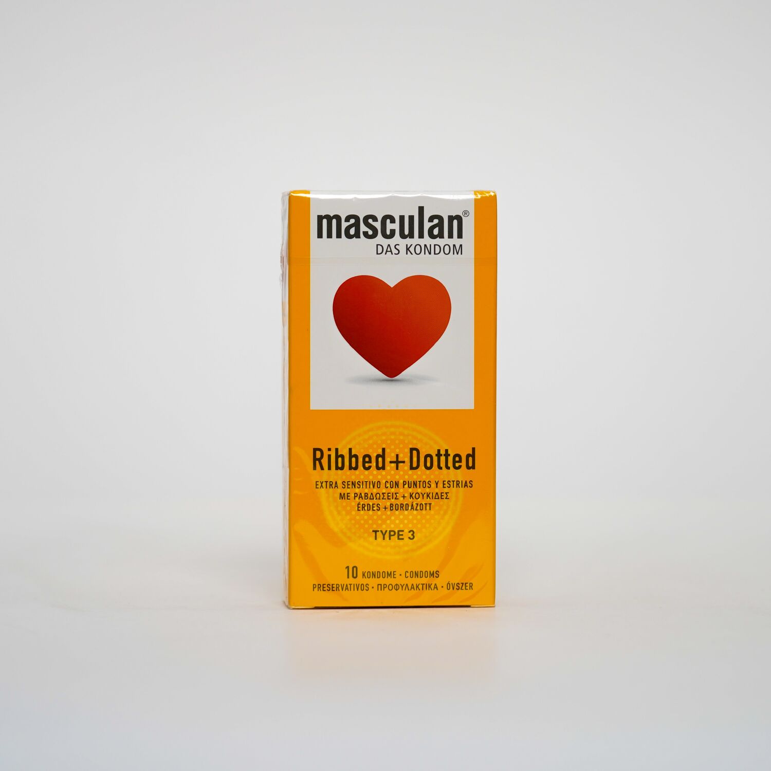 Бэлгэвч Masculan Ribbed + Dotted №10