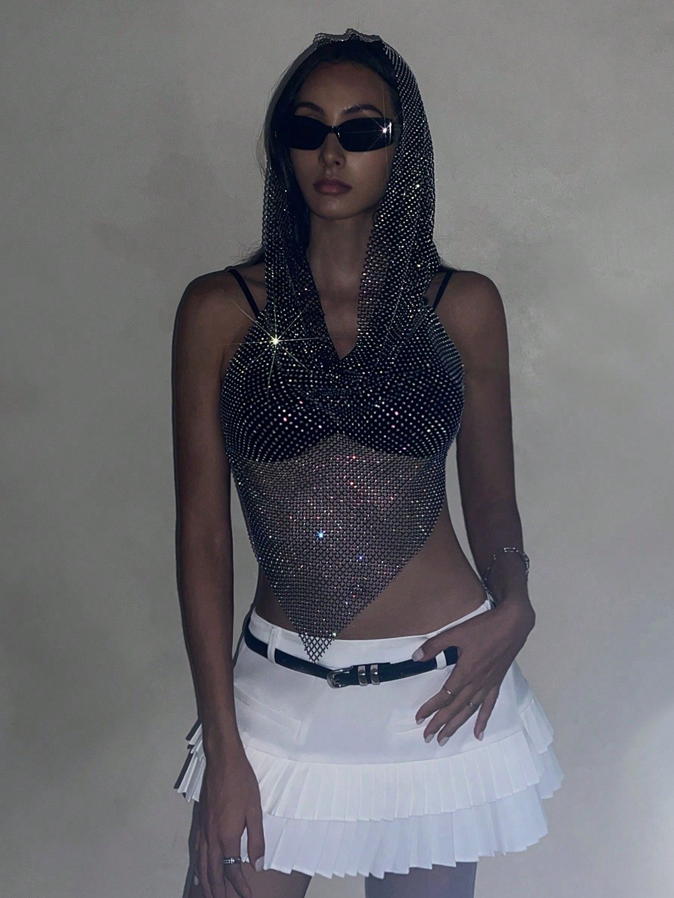 Glitter hooded top