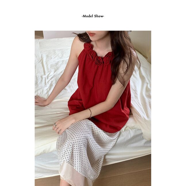 Halterneck cami top red