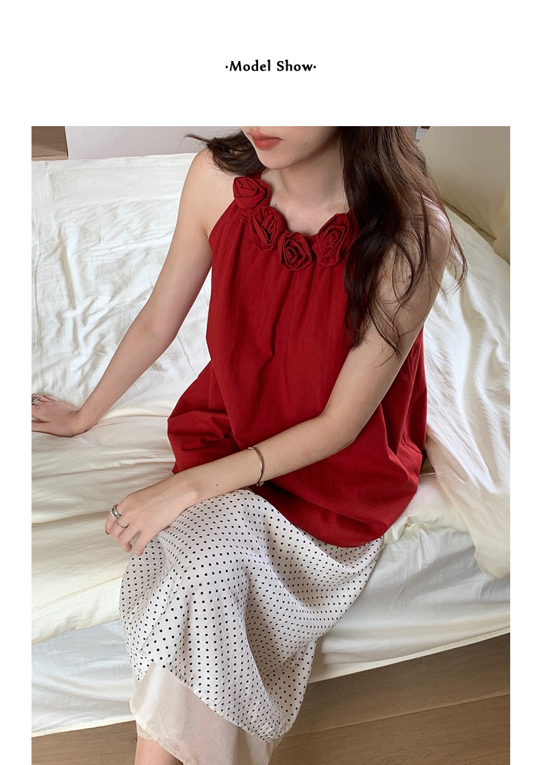 Halterneck cami top red